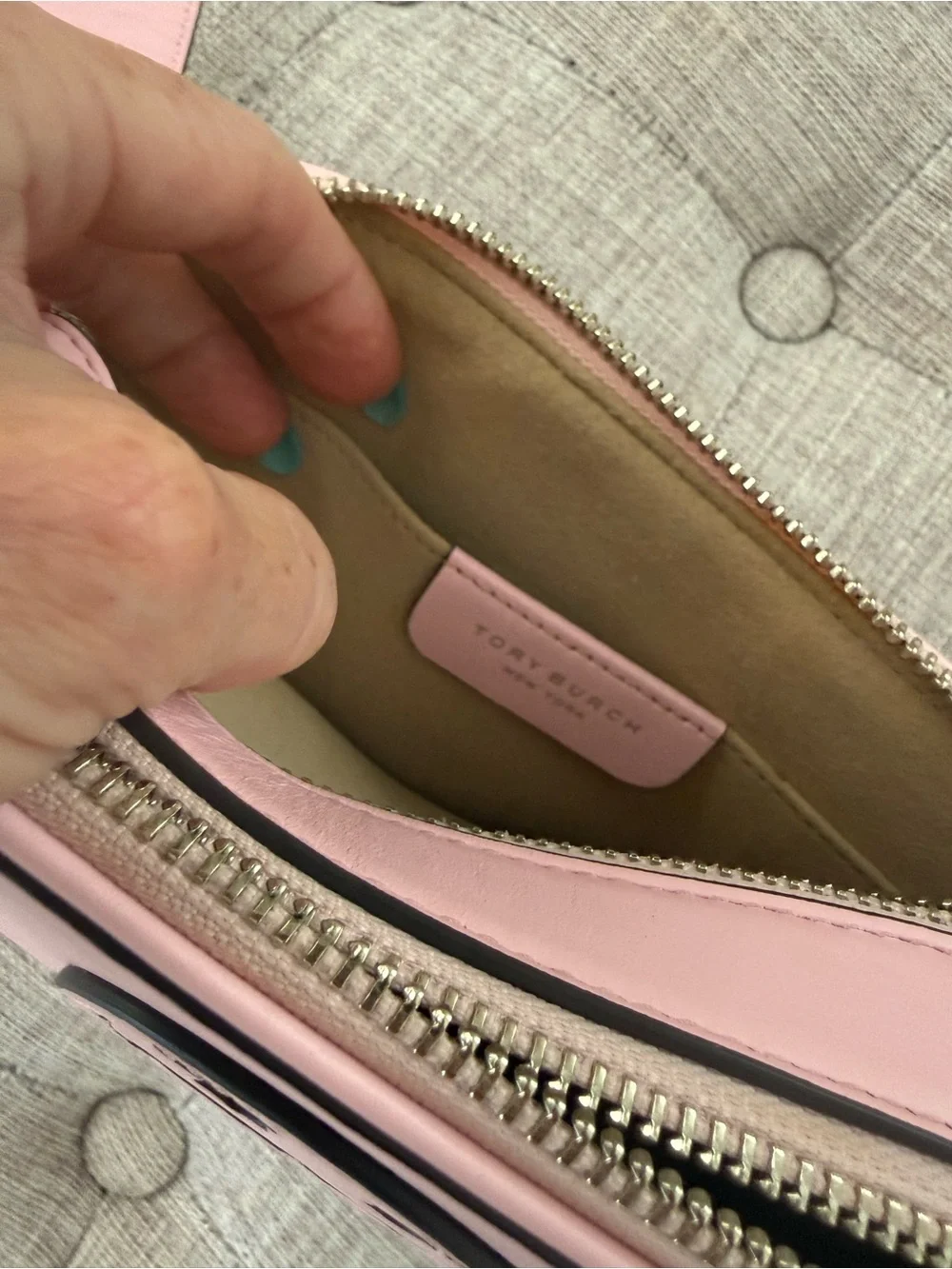 Tory Burch Blush Pink Leather Logo Crossbody